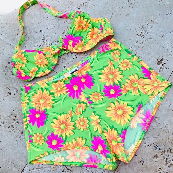 Jantzen Other - Vintage 90s Electric Beach floral bath swimsuit 👙